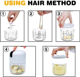 Elektrische uienhakker-Hakmolen-Uiensnijder-USB oplaadbaar-met 3 mengbekers 100/250/350 ml-Knoflookhakker-voor Vlees Uien Fruit groente-kitchenaid — thumbnail 5