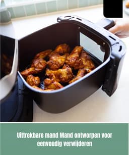 MIRA® Mini Airfryer - Airfryer - Heteluchtfriteuse - Compact - Zwart - 32cm x 25cm x 31cm — thumbnail 7