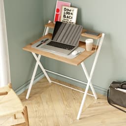 Zeo Wood® - Bureau Inklapbaar - Computertafel - Bureau Houtkleur - Game Bureau - Laptoptafel — thumbnail 4