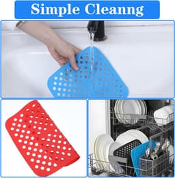 Siliconen Airfryer Liners Set van 3 - Square Mats - 21.5×21.5cm - Herbruikbaar & Anti-aanbak - Hittebestendige Matjes voor Heteluchtfriteuse - voor Dampfkorb en Mikrowellen - Rood, Blauw & Zwart — thumbnail 6