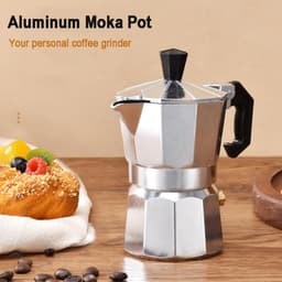 Mokapot met een inhoud van 6 kopjes, aluminium behuizing, een klassieke espressomachine voor thuisgebruik en op de camping. — thumbnail 3