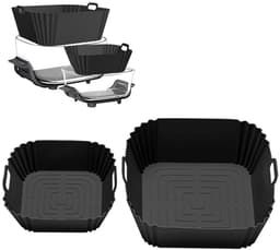 Set van 2 siliconen airfryer liners Geschikt voor Ninja Crispi FN101GY/FN101SG/FN101ST, 4-in-1 glazen airfryer accessoires voor modellen met een inhoud van 4 liter en 6 kopjes. — thumbnail 2