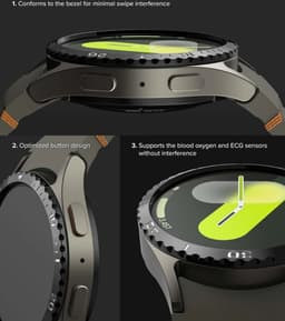 Ringke Bezel Styling + Tempered Glass Geschikt voor Samsung Galaxy Watch 7 44MM - RVS Watch Cover + Screen Protector - Zwart 44-02 — thumbnail 6