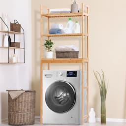 Wasmachinekast Bamboe – Opbergrek Boven Wasmachine – Toiletrek 170 cm – Ruimtebesparende Badkamer Organizer — thumbnail 3