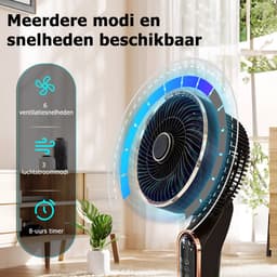 Staande ventilator 50W - Statiefventilator met 6 Snelheden en 3 Modi - Vloerventilator met met Afstandsbediening - Stille Ventilator in Hoogte Verstelbaar 90 tot 110 cm - Timer - Kantelbaar en Oscillerend - 23dB - Donkerbruin — thumbnail 2