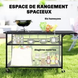 Outsunny Grillwagen - Metaal - 133 x 48,5 x 82 cm - Zwart — thumbnail 5