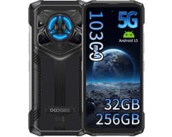 Robuuste Smartphone - DOOGEE Blade20 Play Dual SIM 5G - 32GB RAM/256GB ROM - 10300mAh 33W - Android 15 - 6,6 inch IPS - 50MP+16MP Gemini AI - IP68/IP69K Outdoor Telefoon - Zwart
