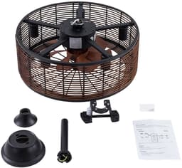 Kooi Ventilator - Moderne Plafondventilator - Zwart/Bruin - 3 Snelheden - 50 cm - Dimbaar Met Afstandsbediening - Kroonluchter Ventilator - Woonkamer Lamp — thumbnail 5