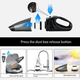 Handstofzuiger voor auto - draadloze mini stofzuiger voor snelle schoonmaak thuis en onderweg - zwart - 35 x 10 x 9,5 cm - ABS voor auto, bureau en bank — thumbnail 4