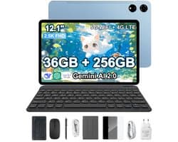 Blackview Mega 3 Tablette - 12,1 pouces - Android 15 - 4G LTE+ - 36 GB RAM - 256 GB ROM - 8800 mAh - 120Hz - 13 Mpx + 50 Mpx - Gemini AI 2.0 - Blauw