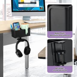 Desktop Organizer met Bekerhouder, Roterende Koptelefoonhaak en Telefoonhouder - Bureau Opbergsysteem — thumbnail 5