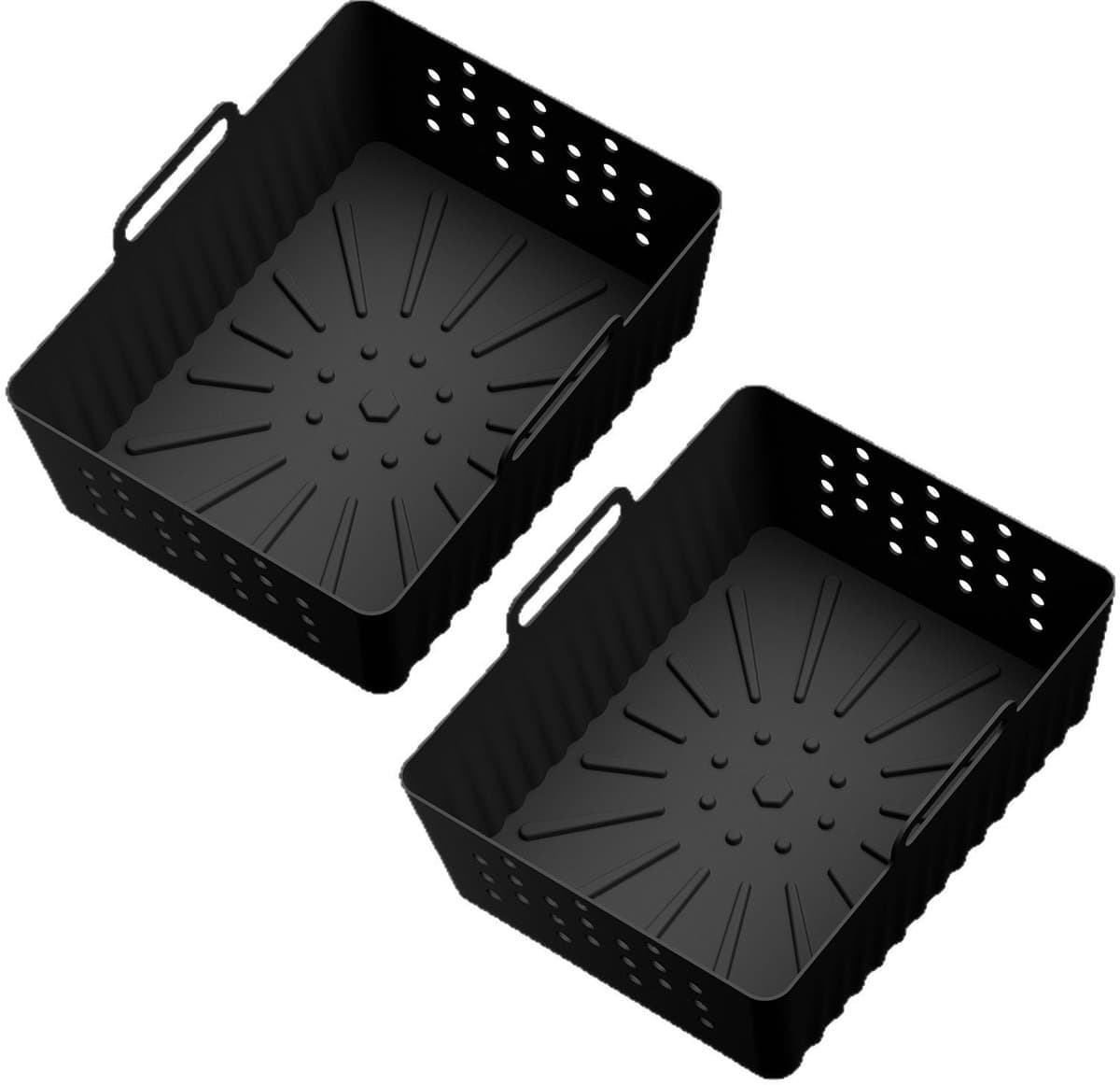 Twee siliconen binnenpannen voor de Ninja SL400UK/SL401 airfryer, een antiaanbak siliconen bakplaat, oliebestendig, airfryer accessoires met geventileerd frituurmandje. — afbeelding 1