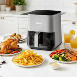 Lunekiss Airfryer 5L met kijkvenster – Touchscreen – 1450W – Voorinstellingen – Anti-aanbakmand – Timer & Temperatuur — thumbnail 5