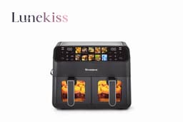 Lunekiss Dual Airfryer 9L 2x4,5L – Dubbele Mand – 2000W – LED Touchscreen – 10 Programma’s – 80-200°C – met Kijkvenster — thumbnail 1
