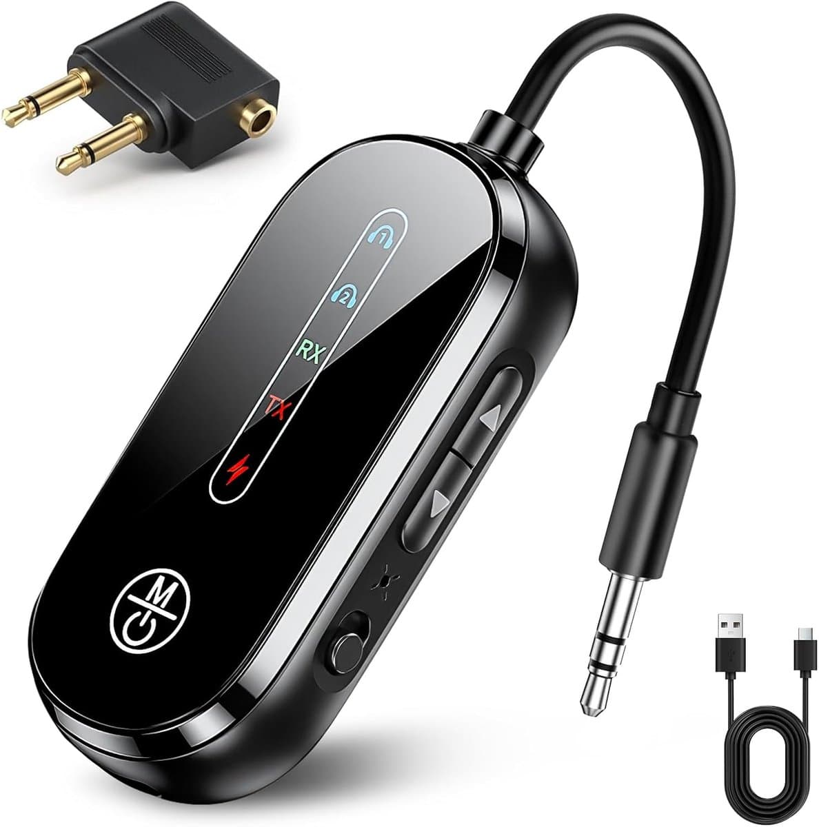 Bluetooth Receiver - 2 in 1 Bluetooth Transmitter en Receiver - BT 5.4 - Bluetooth Auto via AUX - voor Hoofdtelefoon, 3,5mm Bluetooth Aux Adapter - Plug and Play - Draadloze Audio-adapter voor Vliegtuig TV Speaker — afbeelding 1