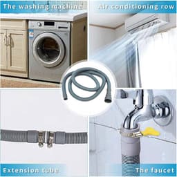 JeiibrZui Afvoerslang voor wasmachine - Flexibele afvoerslang - Universeel compatibel/eenvoudige installatie - Set van 3 - Geschikt voor alle merken en modellen - Grijs — thumbnail 6