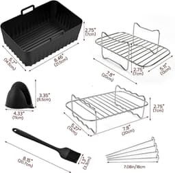 Accessoires voor hot air fryers - Airfryer-accessoires voor Ninja Foodi AF400EU, AF300EU (7,6L-9,5L) en andere dual zone airfryers - BPA-vrij - Accessoires voor Dual Zone hot air fryers - Airfryer siliconen bakje — thumbnail 8
