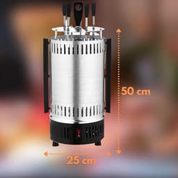 Aurixi® Kebab Grill – Verticale Grill Inclusief 5 Kebab Spiezen – Donorgrill Met Opvangbakjes – Shoarmagrill - Kebabgrill - Grill Apparaat Inclusief Aluminium Body – Zwart - 25cm x 25cm x 50cm — thumbnail 2