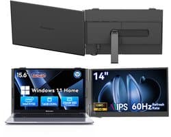 Blackview Hibook6-N150 Laptop (16G+512G) + SCM6 14" Draagbare Monitor Set, Kantoor & Studie Accessoires (Laptop Tas/Muis/Toetsenbordstickers, Grijs)