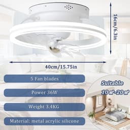 Plafondlamp met ventilator 360° rotatie, led dimbaar ventilator plafondlamp verlichting voor woonkamer slaapkamer — thumbnail 1