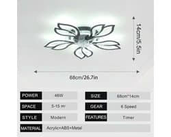 Moderne Plafondventilator met Dimbare LED-Verlichting en Afstandsbediening