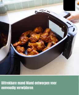 Aurixi® Mini Airfryer - Kleine Friteuse - Frituese - Antiaanbaklaag Air Fryer - 5L- Zwart - 32cm x 25 cm x 31cm — thumbnail 9