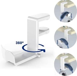 Hoofdtelefoon Stand - Houder - PC Gaming - Headset Haak Hanger - 360 Verstelbare Roterende Arm Klem - Geschikt voor Bureau - Zwart Onder-Allecto. — thumbnail 3