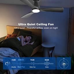 Stijlvolle Zwarte Plafondventilator 107 cm met Verlichting - Laag Profiel en Stille DC Motor — thumbnail 2