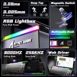 Attack Shark R85HE Magnetisch Gaming Toetsenbord - Hall Effect Rapid Trigger 0,01mm - 8000Hz - RGB - 82 Toetsen - Gaming Keyboard - Zwart — thumbnail 2