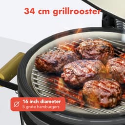 KitchenBrothers Kamado BBQ - 16 Inch Houtskool Barbecue - 34⌀ cm - PFAS-vrij - Deluxe Set - Egg BBQ met Accessoires - Grijs — thumbnail 4