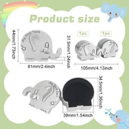 Herinneringsdoos voor baby's - 2 stuks, antiek zilver, met olifantentanden, doop en douche gedenkdoos — thumbnail 3