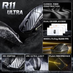 ATTACK SHARK R11 ULTRA Gaming Muis - Draadloos - Carbon Fiber - 8K Hz Polling Rate - PAW3950MAX Sensor - Carbon — thumbnail 3