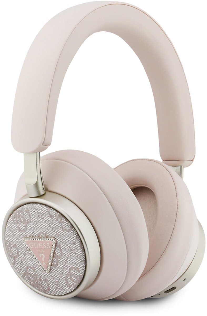 Guess Bluetooth Koptelefoon - ENC - PU Leather met opberdoos - 4G Triangle Logo - Roze — afbeelding 1
