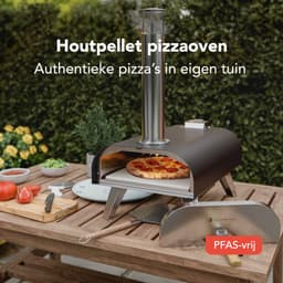 KitchenBrothers Pizza Oven - Houtgestookt - Tafelmodel - Met Beschermhoes - PFAS-vrij - Inklapbaar - Pizzasteen - tot 460°C Pizza maker - Complete Set - Pizzaoven voor Buiten - Zwart/RVS — thumbnail 2