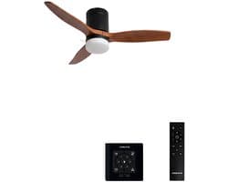 CREATE - Stille 40W plafondventilator met technische ABS bladen in verschillende maten - S - Met licht - Controller voor wandmontage - WIND CALM