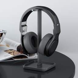 Moderne Headset Houder - Opbergrek Basis - Efficiënte Organisatie - Met Smartphone Slot - 103 x 103 x 238mm - Zwart — thumbnail 4