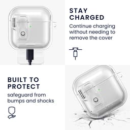 kwmobile Transparante hoofdtelefooncase voor Apple Airpods 4 hoes - Headphones TPU cover met standaardfunctie en veiligheidsvergrendeling - transparant — thumbnail 4