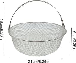 Airfryer Mand - Friteuse Accessoire - Gelijkmatig Koken - Roestvrij Staal - 21cm Diameter - Zilver — thumbnail 7