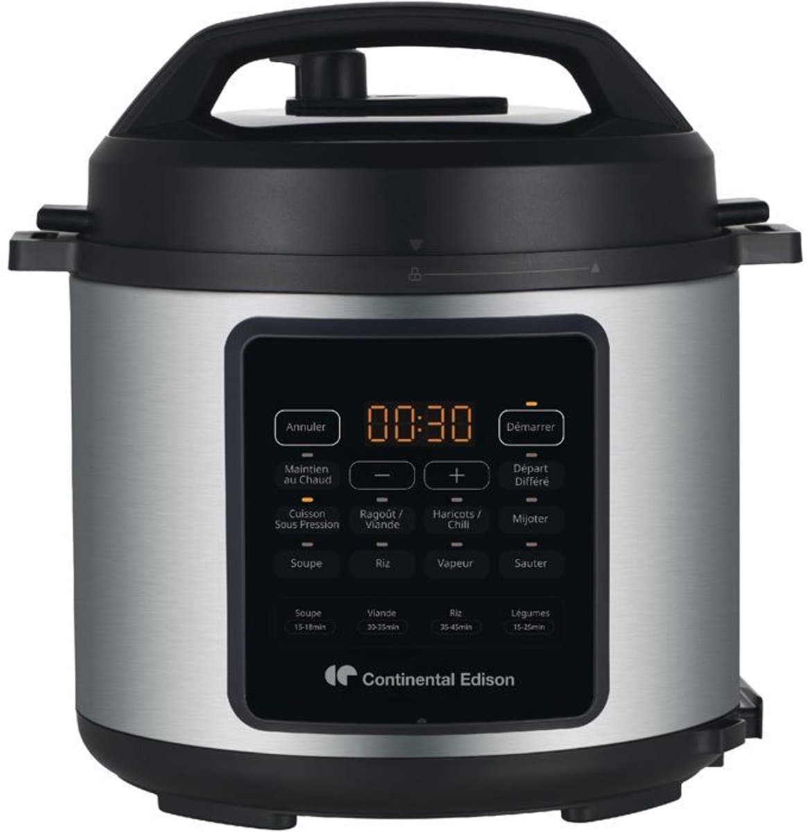 Multicooker snelkookpan - CONTINENTAL EDISON - CEMCSP10006L - 6 L - 1000 W - Zwart en roestvrij staal — afbeelding 1