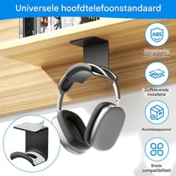 longziming - Koptelefoonstandaard - Headset houder - Koptelefoonhaak - 2 stuks - Zelfklevend - ABS materiaal - Draagvermogen 1 kg - Beschermend siliconen kussen — thumbnail 4