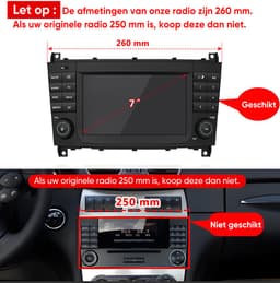 Junsun Andriod 15 Autoradio - Geschikt voor Mercedes-Benz C/CLK/CLC Klasse W203 W209 accessoires - Draadloze CarPlay & Andriod Auto, DAB+, GPS-Navigatiesystem, Bluetooth, WIFI, 7-inch Touchscreen, 2GB+32GB, DSP, Quad-core processor — thumbnail 3