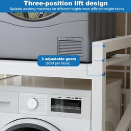 Wasmachinekast – Wasmachine Meubel – Drogerkast – Opbergkast – Wasmachine Ombouw – Gietijzer Teak Kleur – 3 Verstelbare Planken – Vloerbevestiging Voor Stabiliteit — thumbnail 2