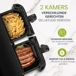 Jurrys Gezins airfryer - Dubbele airfryer - Heteluchtfriteuse - Inclusief Receptenboek - Gezond Koken - 2 Zones - 10L - Zwart — thumbnail 4
