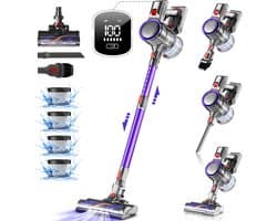 Saikefy Steelstofzuiger - steelstofzuiger draadloos - 3 Standen Zuigkracht - LED-Display - 1,8L - Voor Tapijt, Harde Vloeren en Dierenharen - Blauw