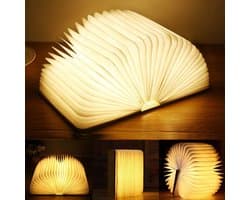Houten Opvouwbare Boekenlamp LED Magnetisch USB Nachtlicht 16x20x2.5 cm Witte Esdoorn
