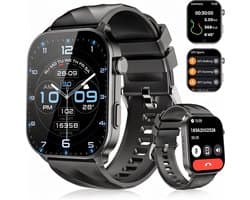 Synyq Axis GPS Smartwatch Dames en Heren - GPS 5 satellieten - Waterdicht - Belfunctie - Stappenteller - Hartslagmeter - Slaapmonitor - Multisport - Geschikt voor Android en iOS - Zwart