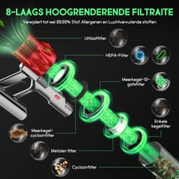 AUTHMIC Steelstofzuiger - Steelstofzuiger Draadloos - 65.000Pa Zuigkracht - Borstelloze Motor - 70 Min Accuduur - HEPA Filter - LED Vloerborstel - Grote Stofcontainer — thumbnail 4