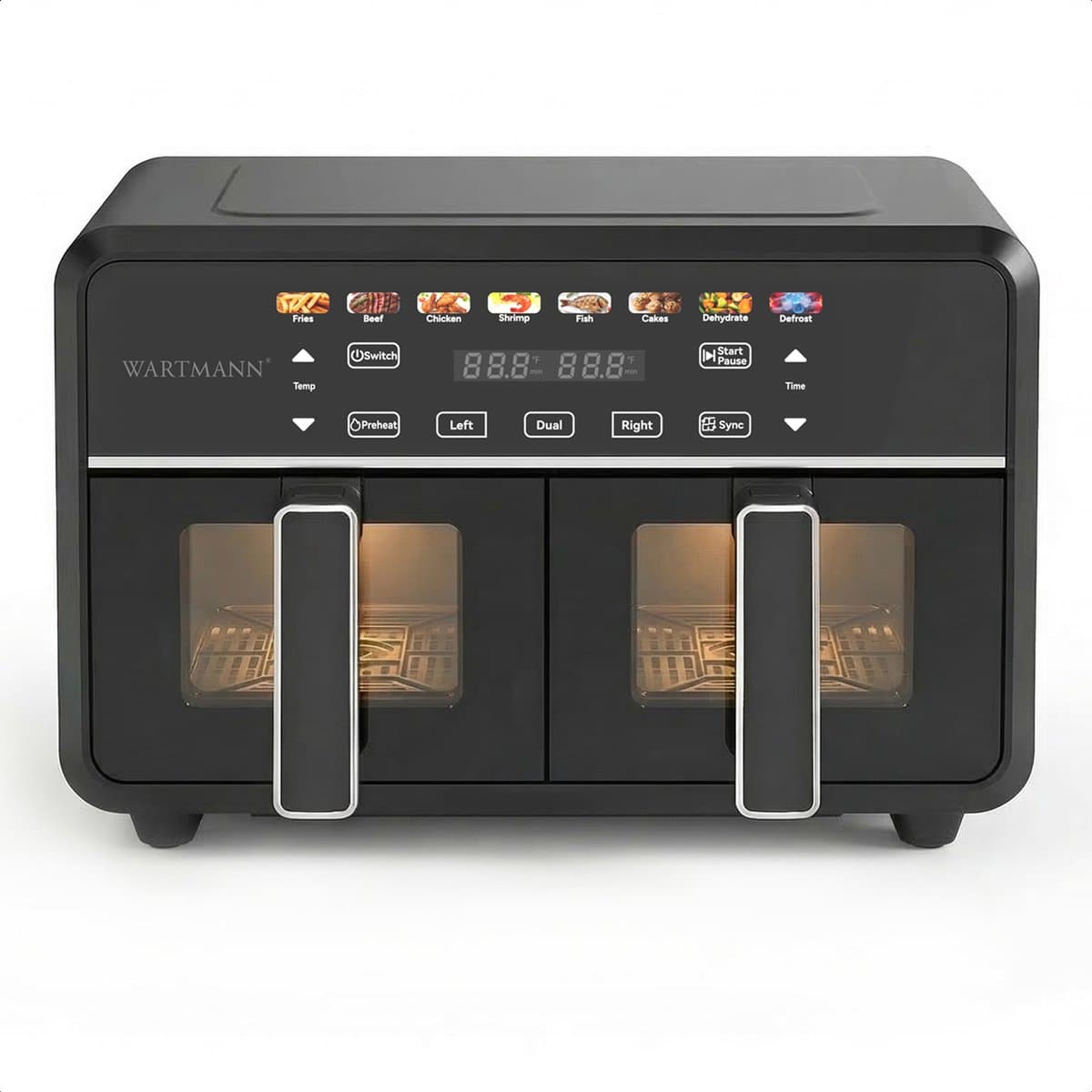 Dubbele Airfryer XXL 11L - PFAS-vrije Heteluchtfriteuse - Infrarood - Dual Zone - 2 x 5.5L - 40–200°C - 8 Kookprogramma's - 2850W - WM-2511 AF - Zwart — afbeelding 1