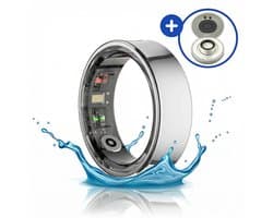 SyncGear Smart Ring - Slimme Ring voor Heren & Dames Met Oplaadcase – Menstruatiecyclus - Activity Tracker - SpO2 - Stappenteller - Hartslagmeter - Nederlandse App - Maat 12 (Europese Maat 68) - Kleur: Zilver
