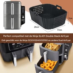 TOVBMUP Airfryer-accessoires - Geschikt voor de Ninja SL401 Double Stack Airfryer - Ook geschikt voor de Ninja DZ201/Dz401/DZ550 en andere Dual Airfryer - Siliconen mal - Airfryer siliconen bakplaatinzetstuk — thumbnail 7